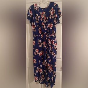 Scobe blue floral wrap midi dress, size 2X, excellent used condition